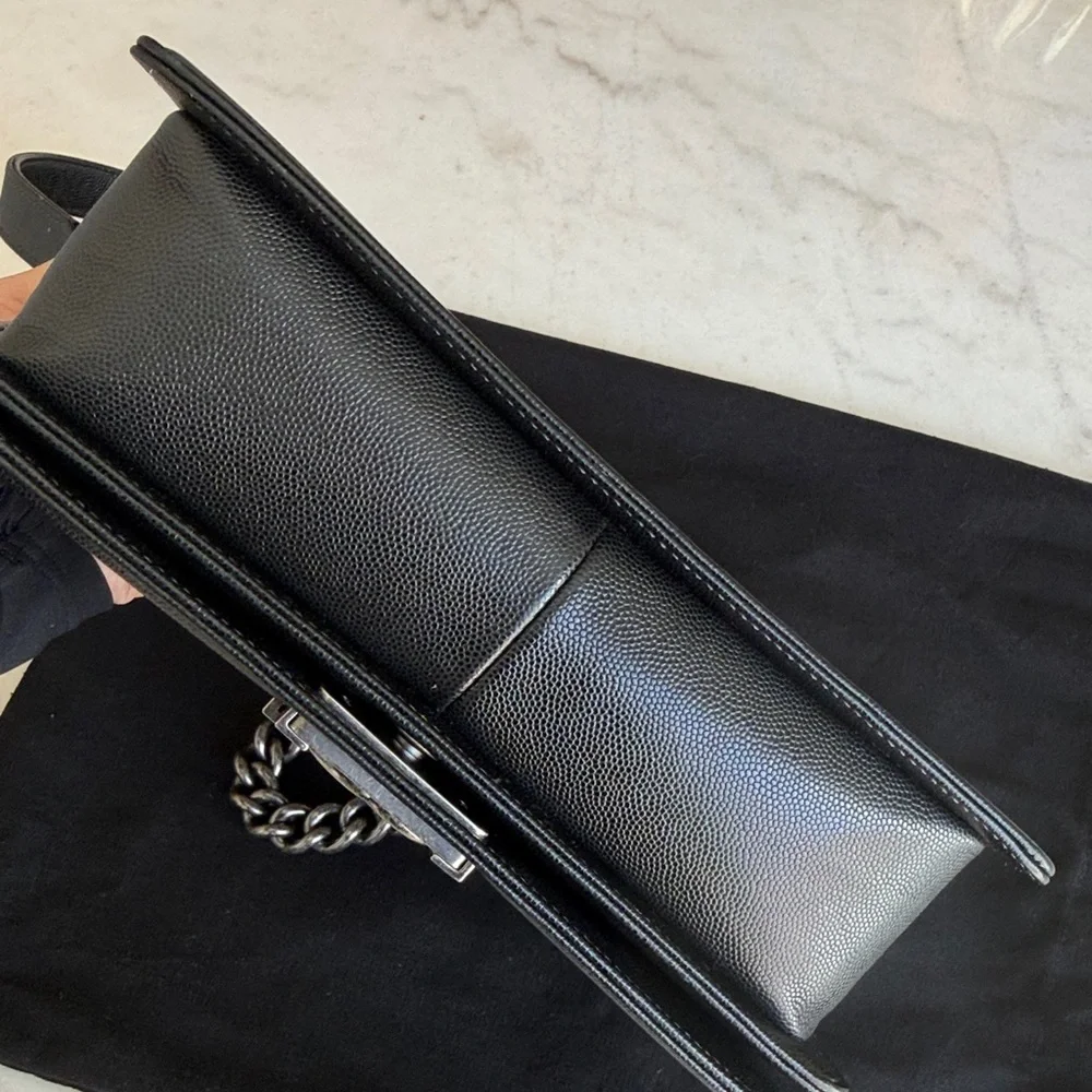 CHANEL Black Quilted Leather Medium Boy Flap Crossbody Bag - Picture 7 of 11